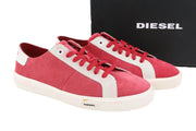 DIESEL S-Mydori LC Men Sneakers EU44 Red Suede Leather Almond Toe Low RRP€200