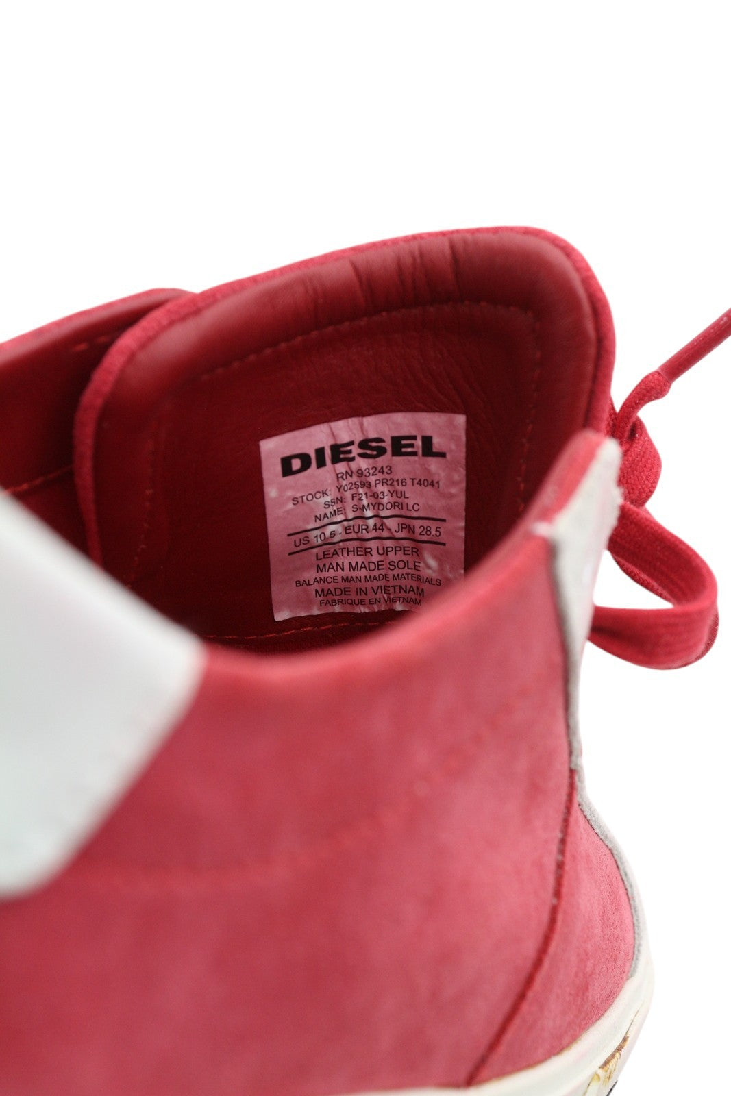 DIESEL S-Mydori LC Men Sneakers EU44 Red Suede Leather Almond Toe Low RRP€200