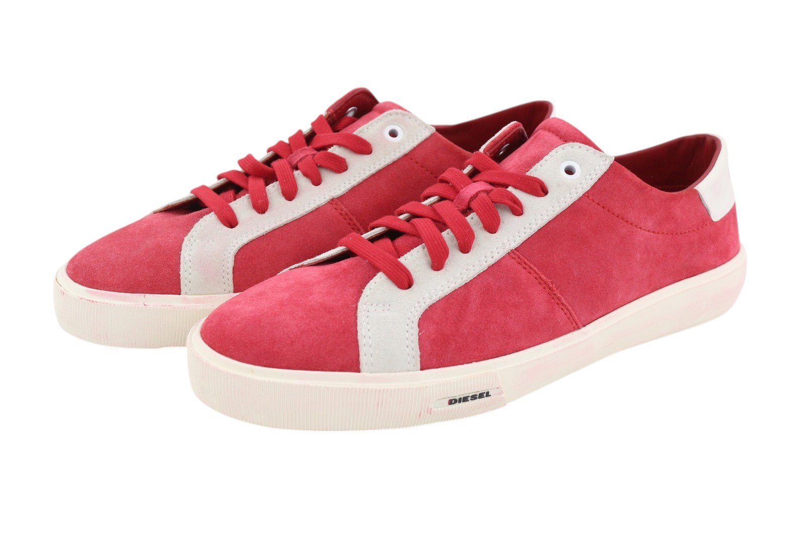 DIESEL S-Mydori LC Men Sneakers EU44 Red Suede Leather Almond Toe Low RRP€200