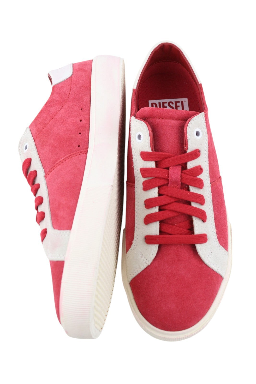 DIESEL S-Mydori LC Men Sneakers EU44 Red Suede Leather Almond Toe Low RRP€200