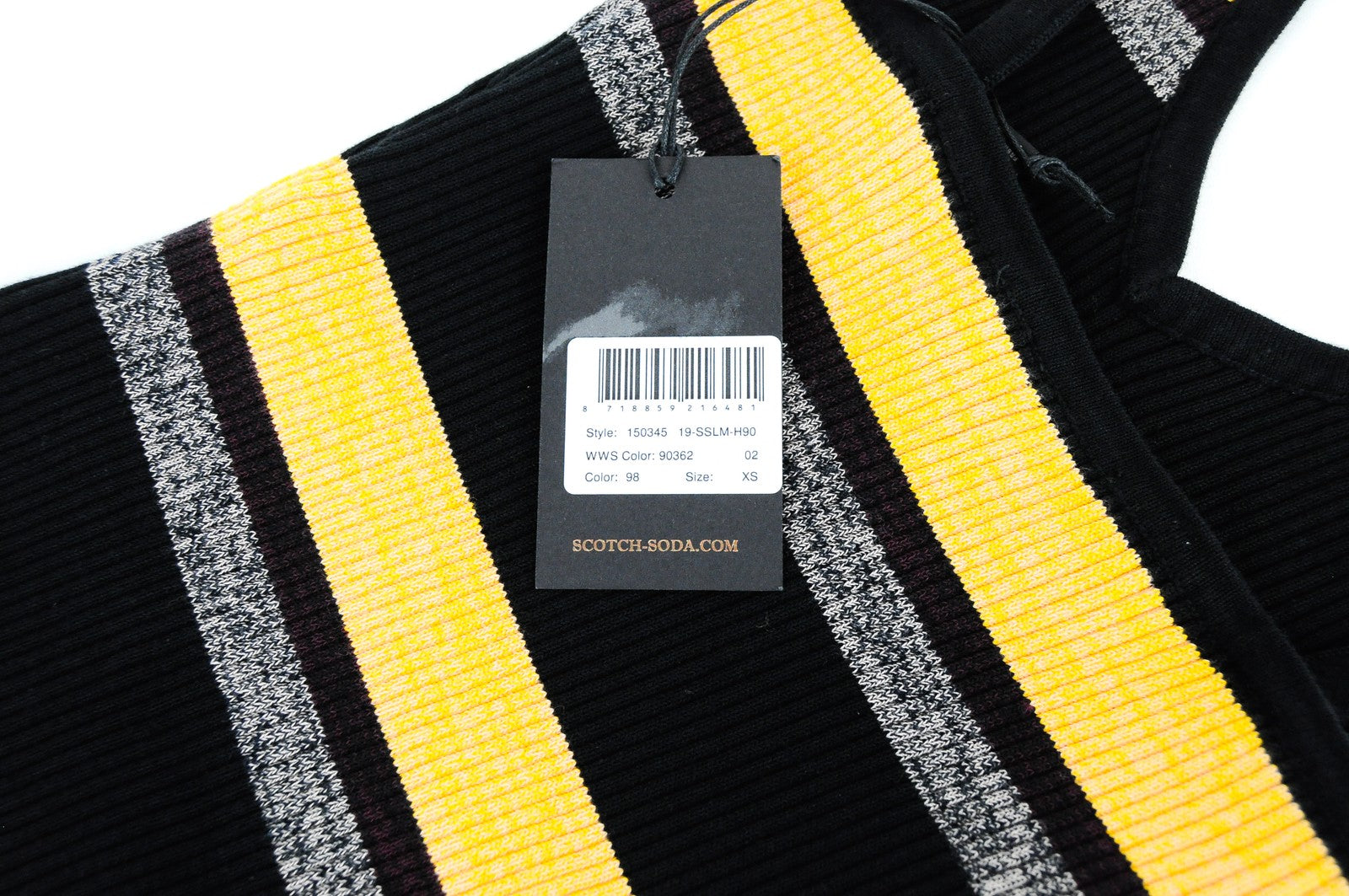 MAISON SCOTCH One Piece Top Women XS Cotton Blend Black Orange Striped Bodysuit