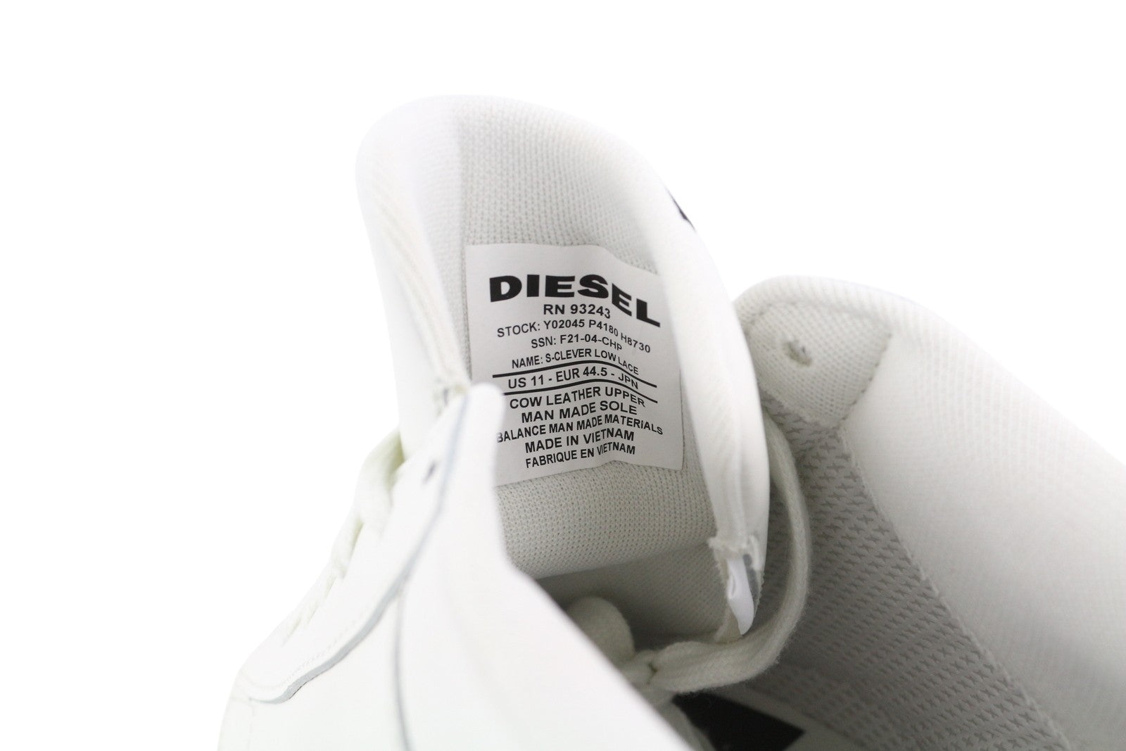 DIESEL S-Clever Low Lace Men Sneakers EU44.5 White Red Leather Almond RRP140