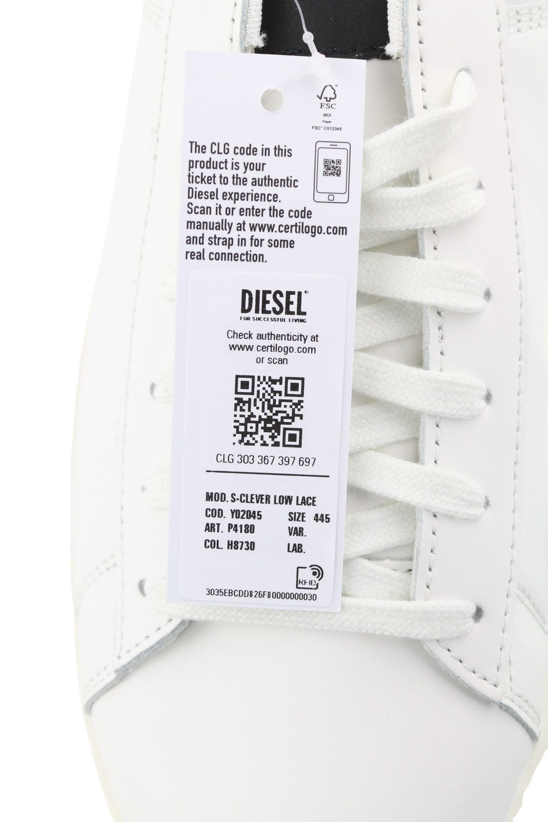 DIESEL S-Clever Low Lace Men Sneakers EU44.5 White Red Leather Almond RRP140