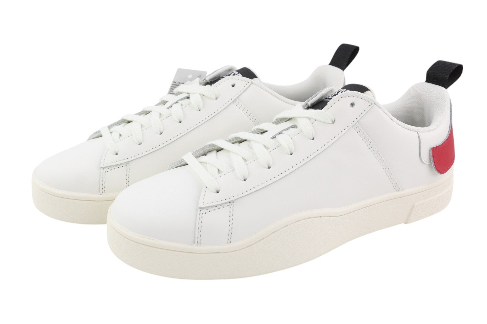 DIESEL S-Clever Low Lace Men Sneakers EU45 White Red Leather Almond RRP€140