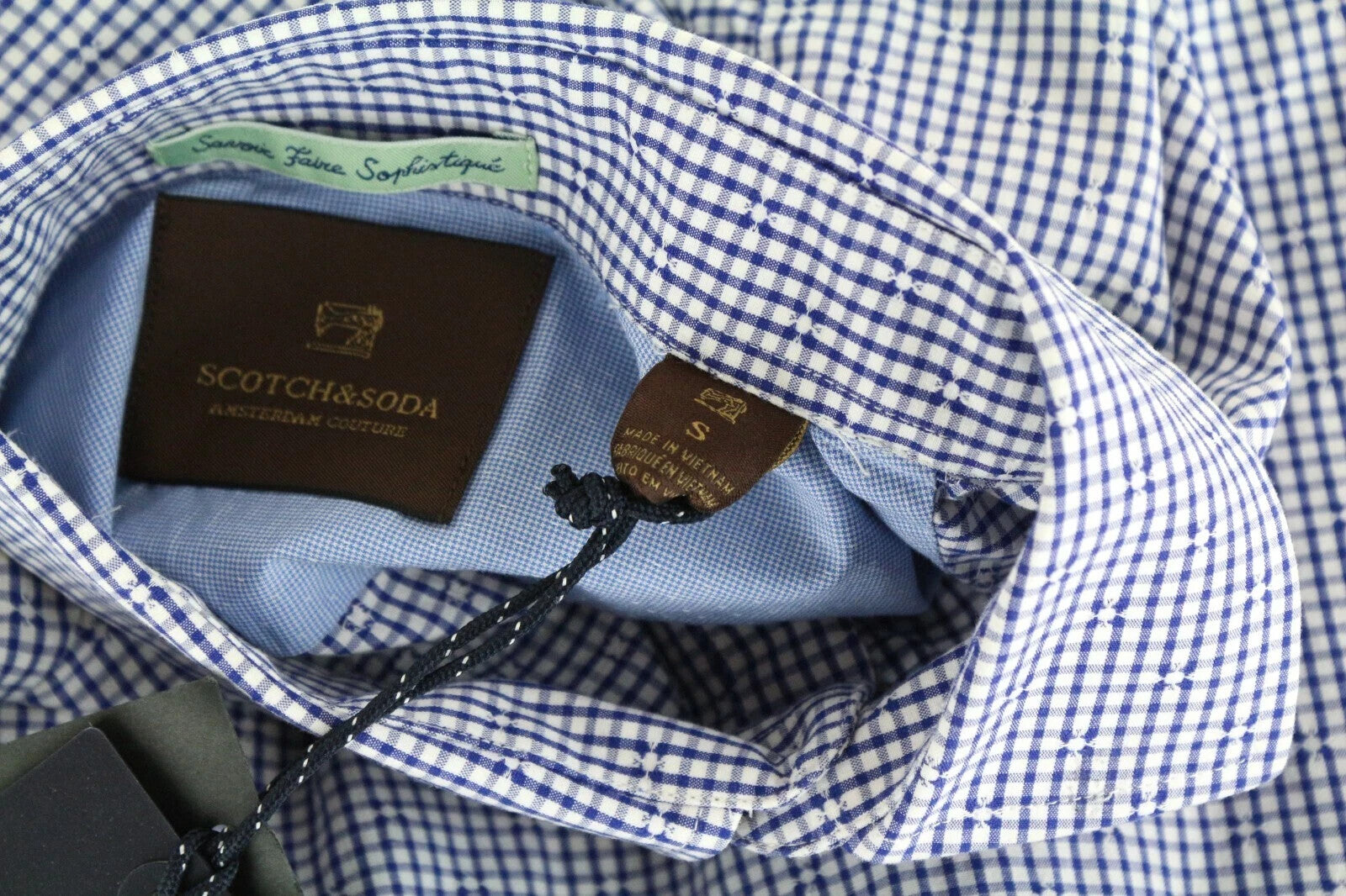 SCOTCH & SODA Ams Couture Men's Shirt S Blue Pure Cotton Slim Long Sleeve