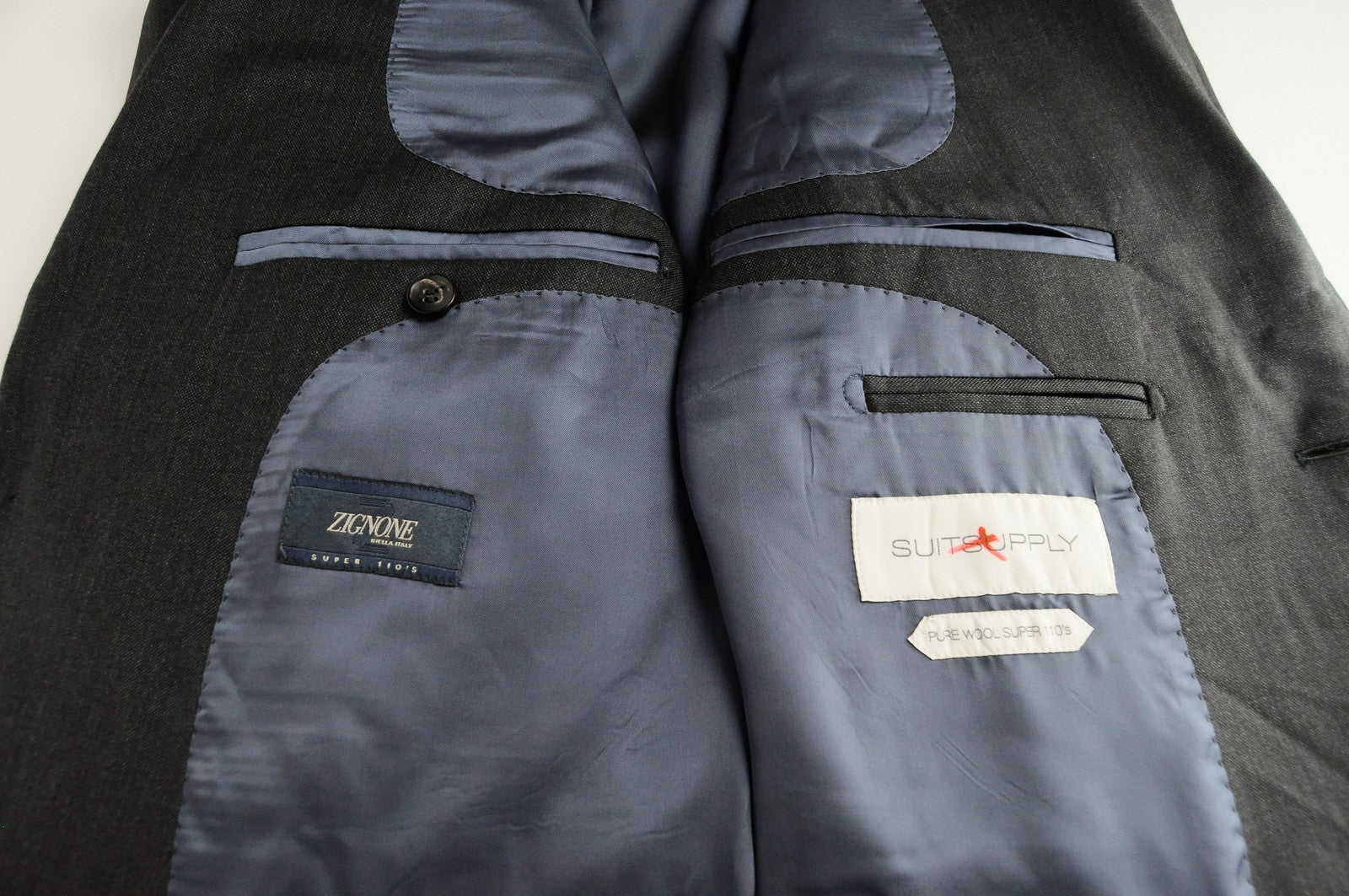 SUITSUPPLY Blazer Men's UK46S Grey Pure Wool Super 110's Napoli Formal Style