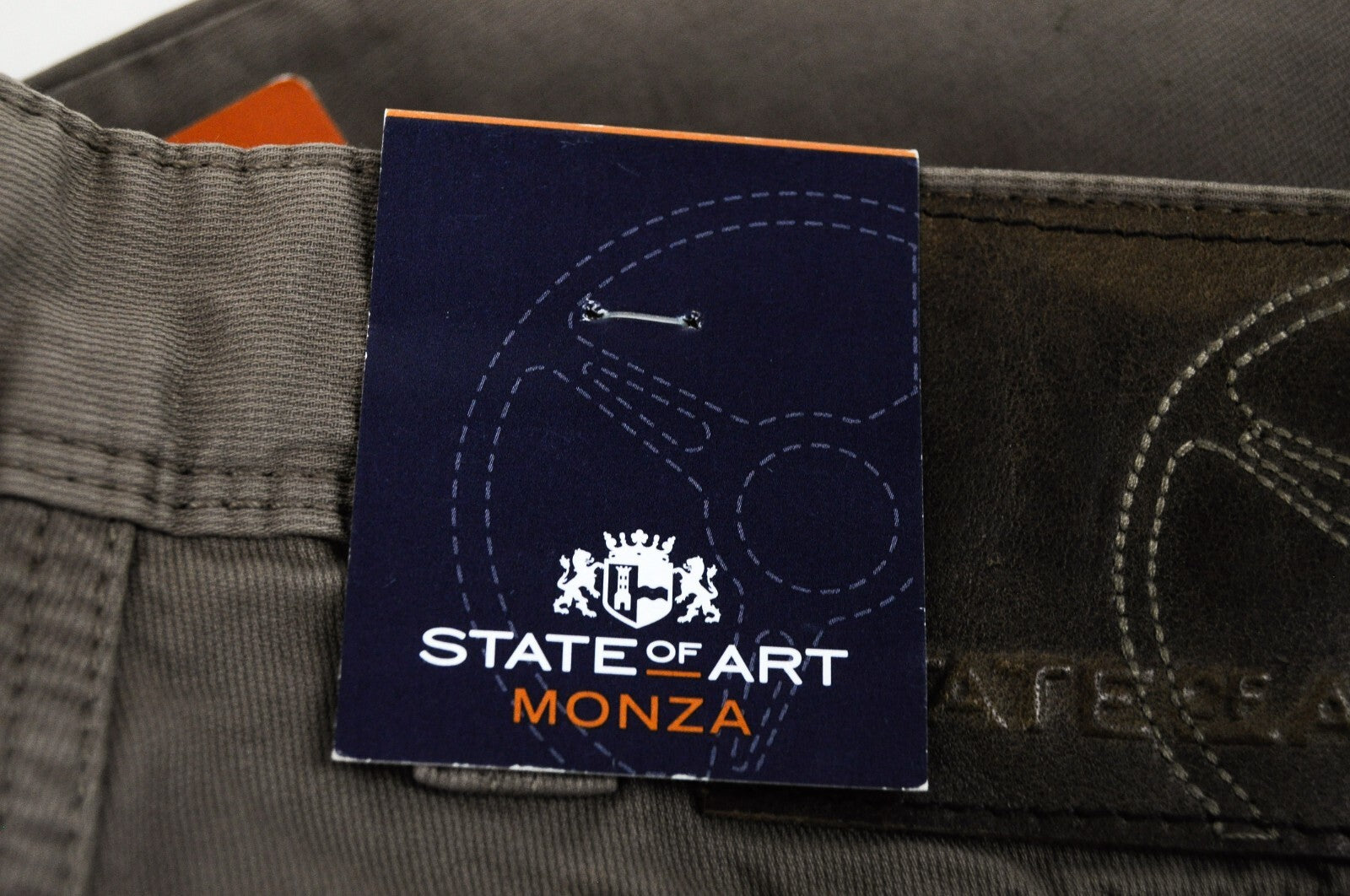 STATE OF ART Men Trousers W32/L32 Brown Regular Fit Stretch Cotton Zipper