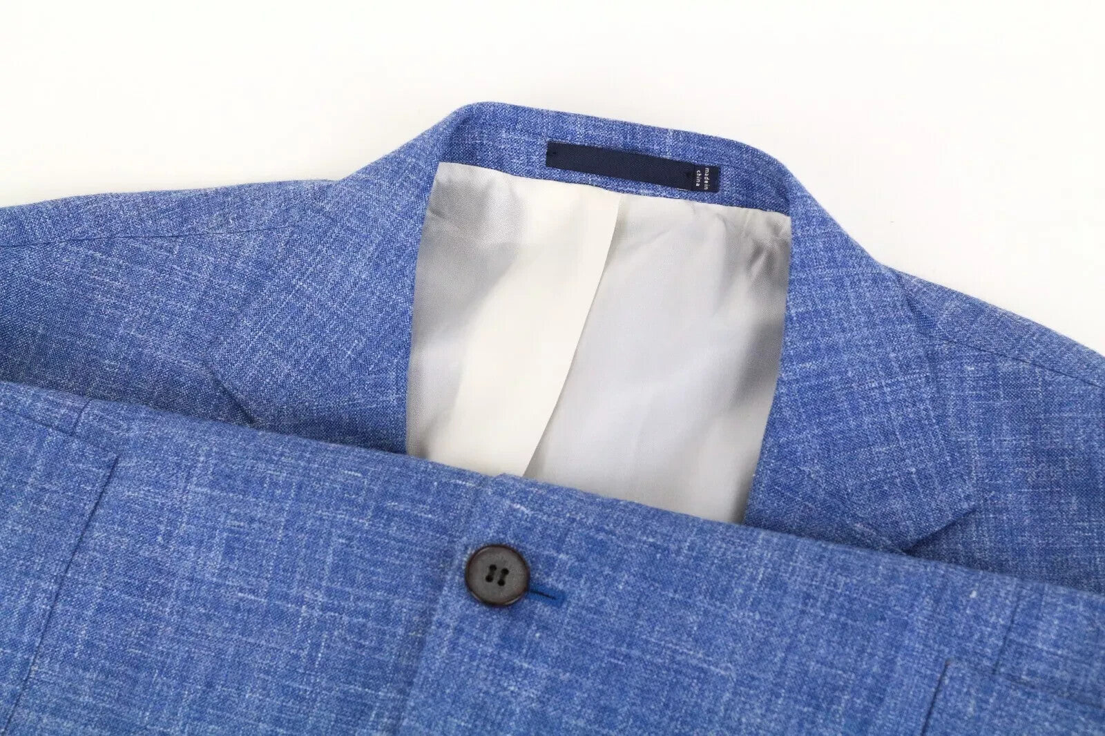 SUITSUPPLY vyriškas Havanos švarkas UK50S mėlynas vilnonis šilkas lininis klasikinis 