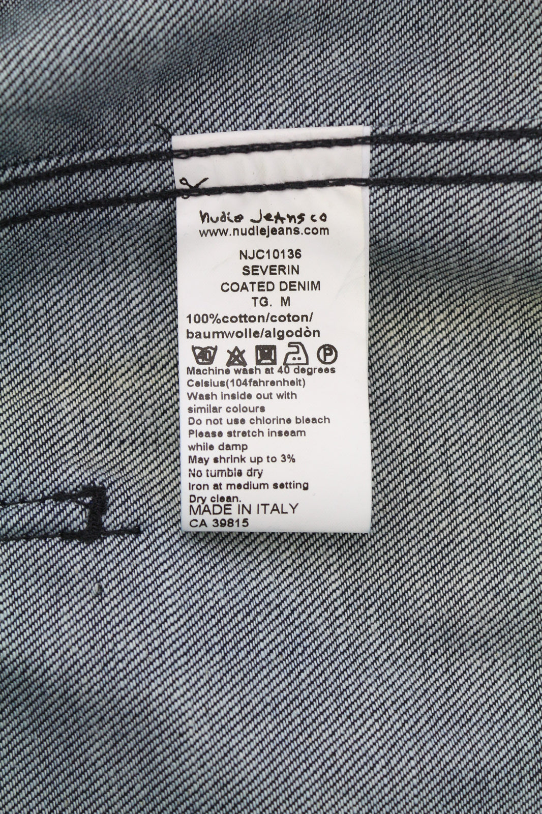 NUDIE JEANS Severin Coated Denim Men Jacket M Black Pure Cotton Unlined Bomber