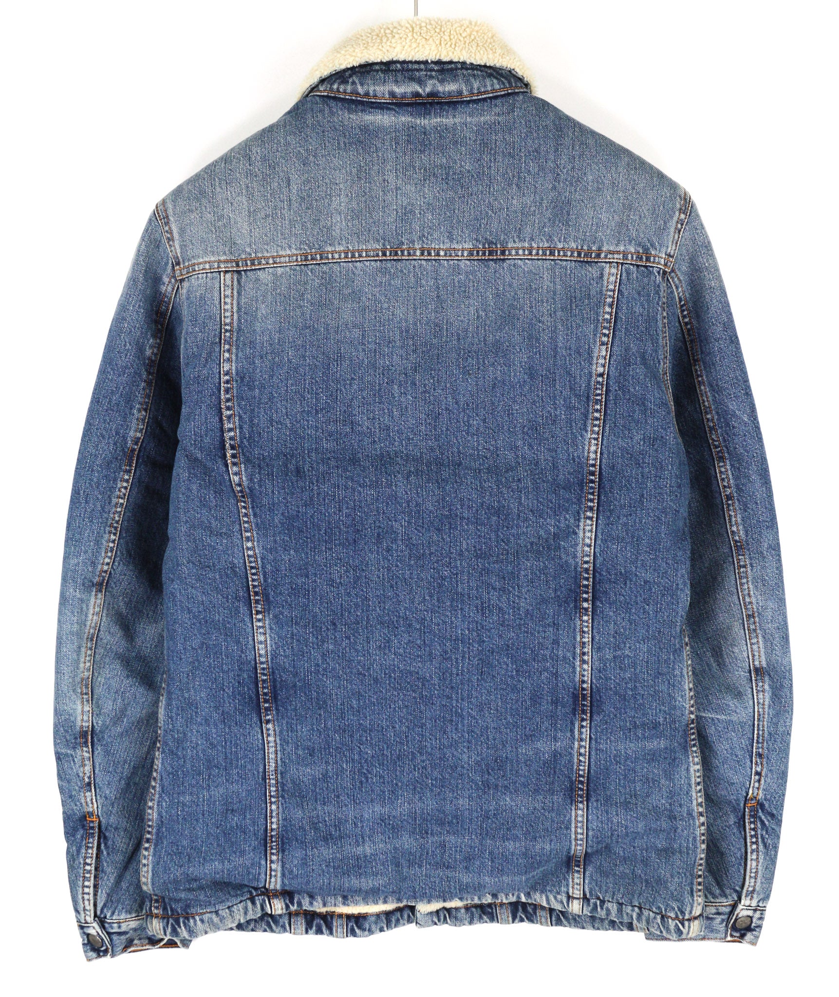 NUDIE JEANS Lenny Tangerine Blue Men Jacket M Blue Cotton Sherpa Lined Denim