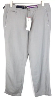 RICHMOND Men's Trousers 54 Flat Front Grey Linen Blend Belted Casual