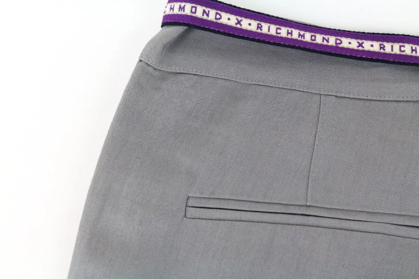 RICHMOND Men's Trousers 54 Flat Front Grey Linen Blend Belted Casual