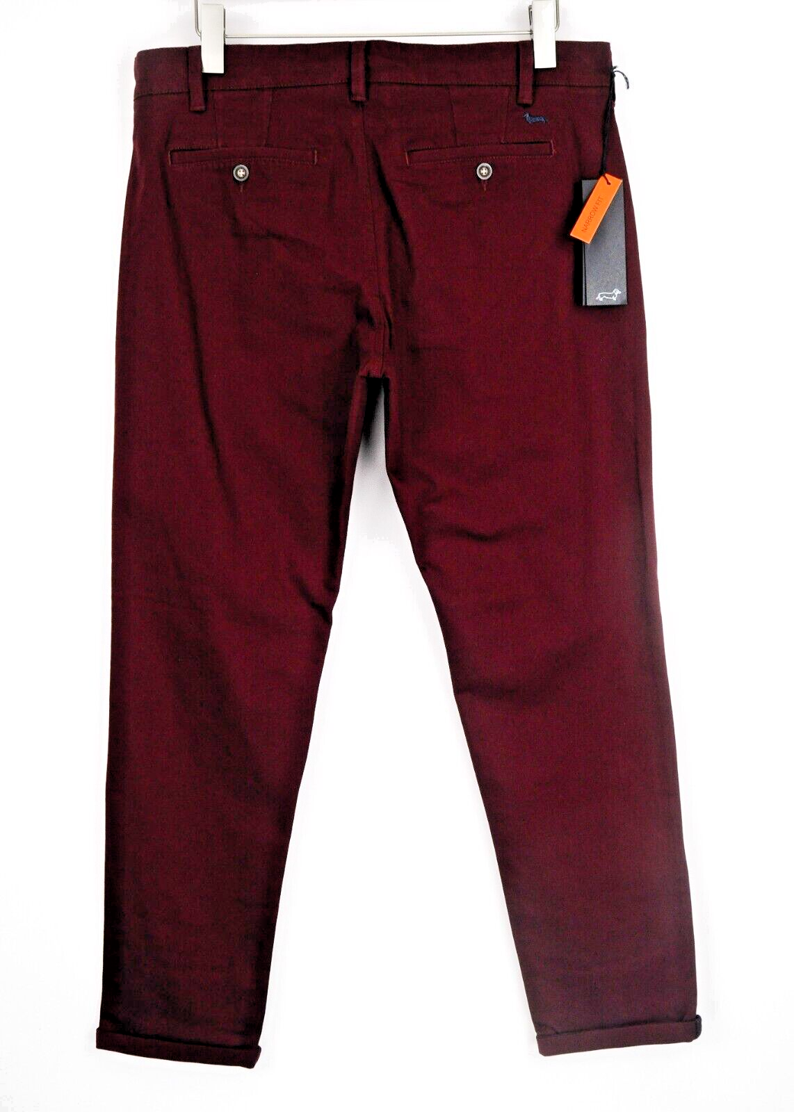 HARMONT & BLAINE Men Trousers 50 Red Slim Fit Cotton Stretch Casual Zipper