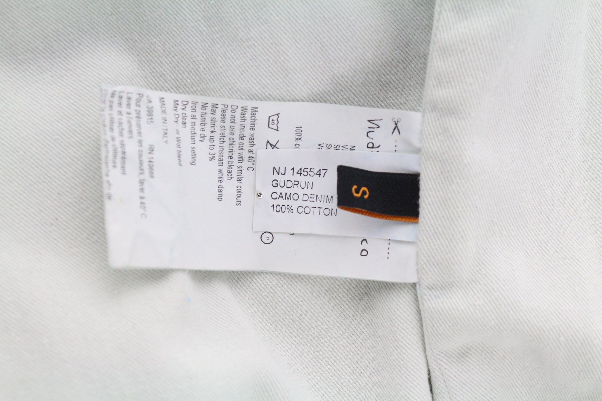 NUDIE JEANS Gudrun Camo Denim Women Jacket S Blue Cotton Wash Bomber Patterned