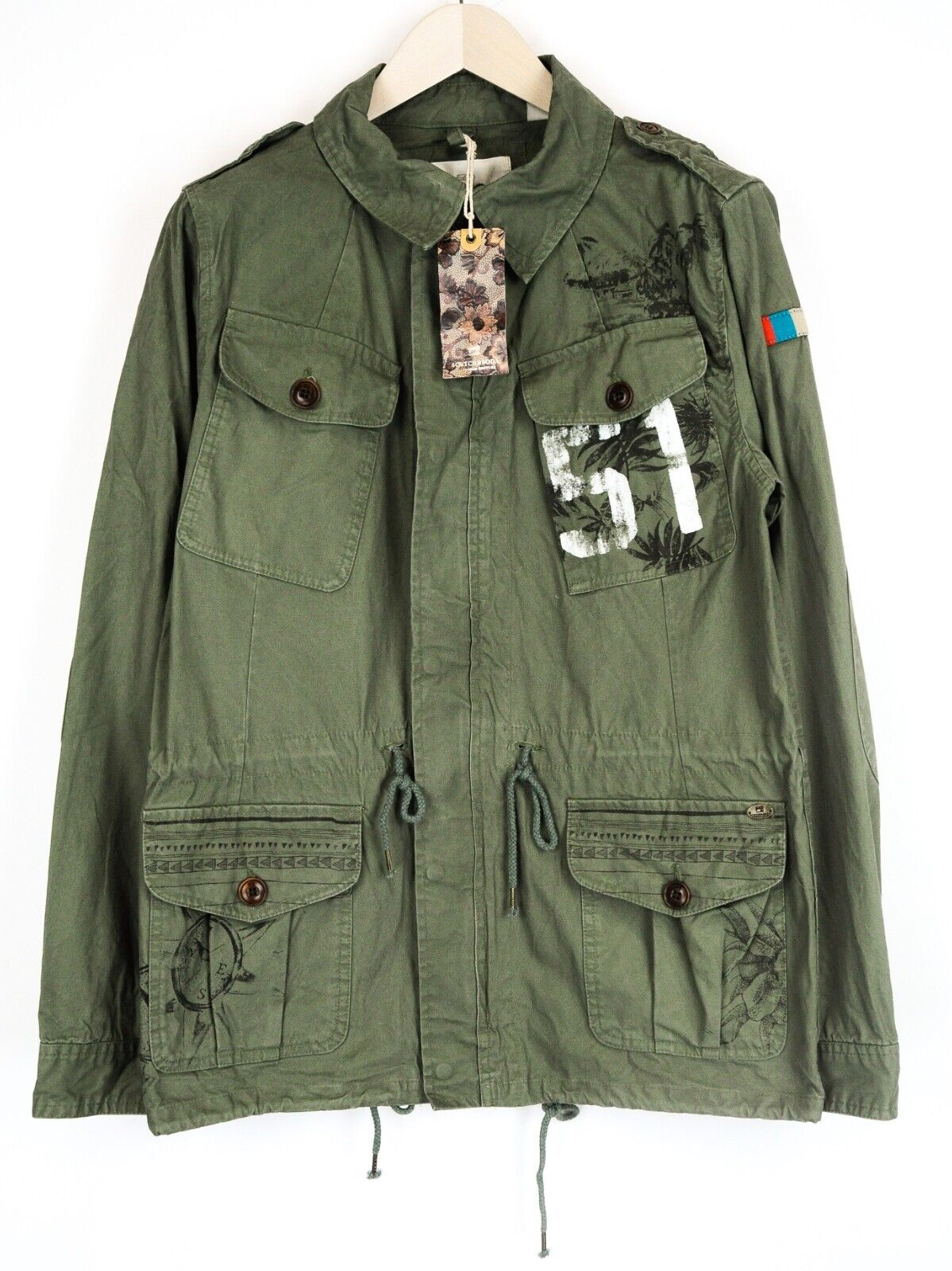 SCOTCH & SODA Men Jacket M Green Cotton Lightweight Long Sleeve Casual