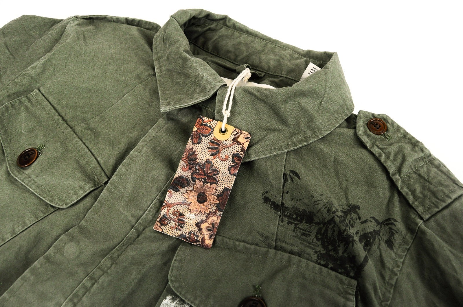 SCOTCH & SODA Men Jacket M Green Cotton Lightweight Long Sleeve Casual