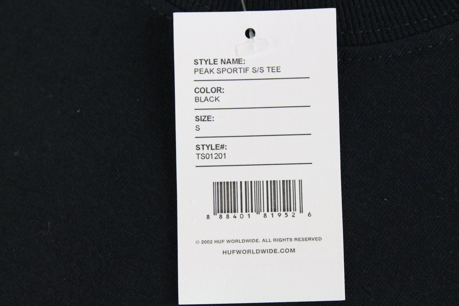 HUF Men T-Shirt S Navy Cotton Round Neck Short Sleeved Logo Pullover Stretch