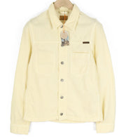 NUDIE JEANS Ronny Men Jacket S Dusty White Organic Cotton Corduroy Logo Buttoned