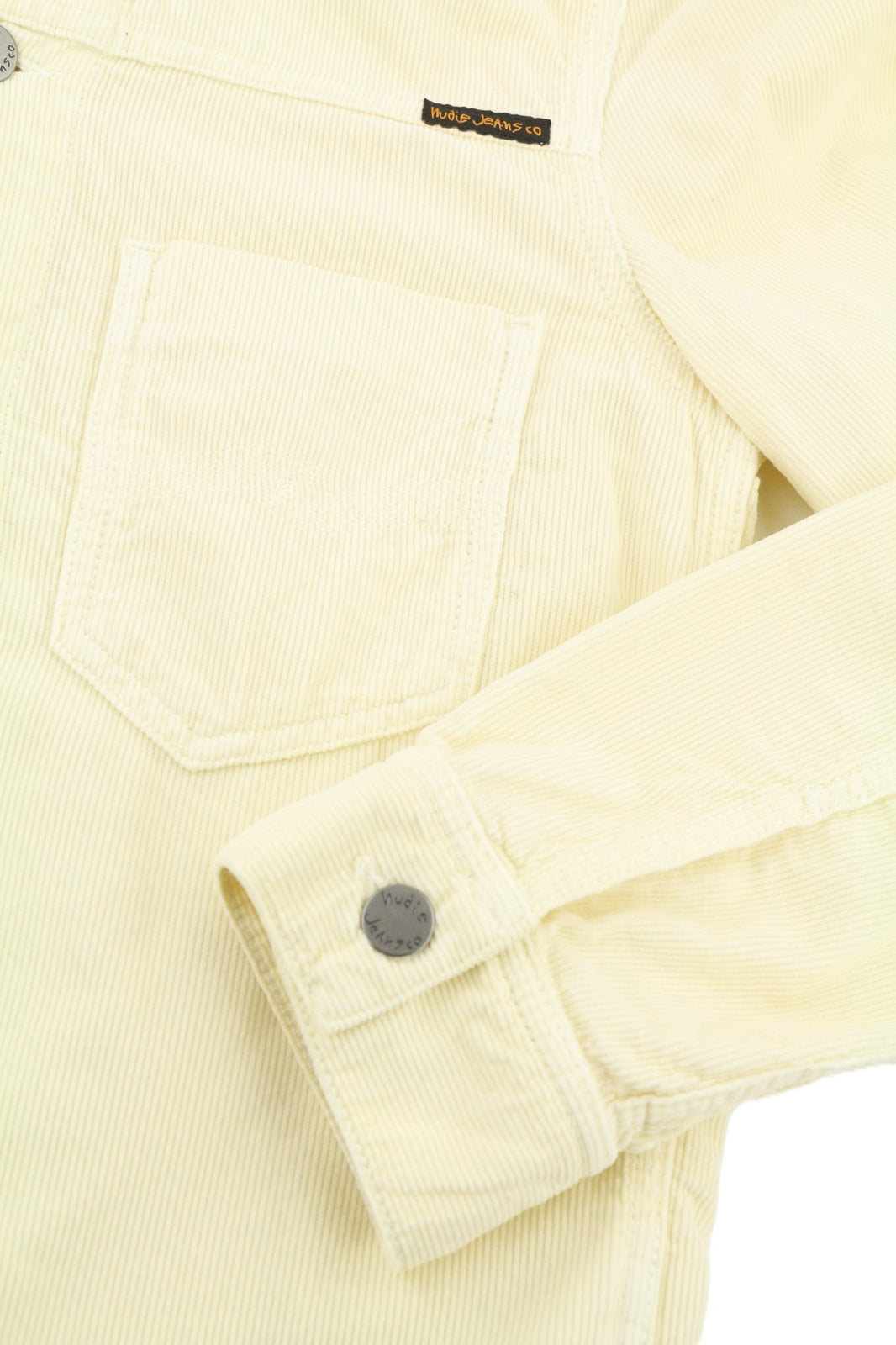 NUDIE JEANS Ronny Men Jacket S Dusty White Organic Cotton Corduroy Logo Buttoned