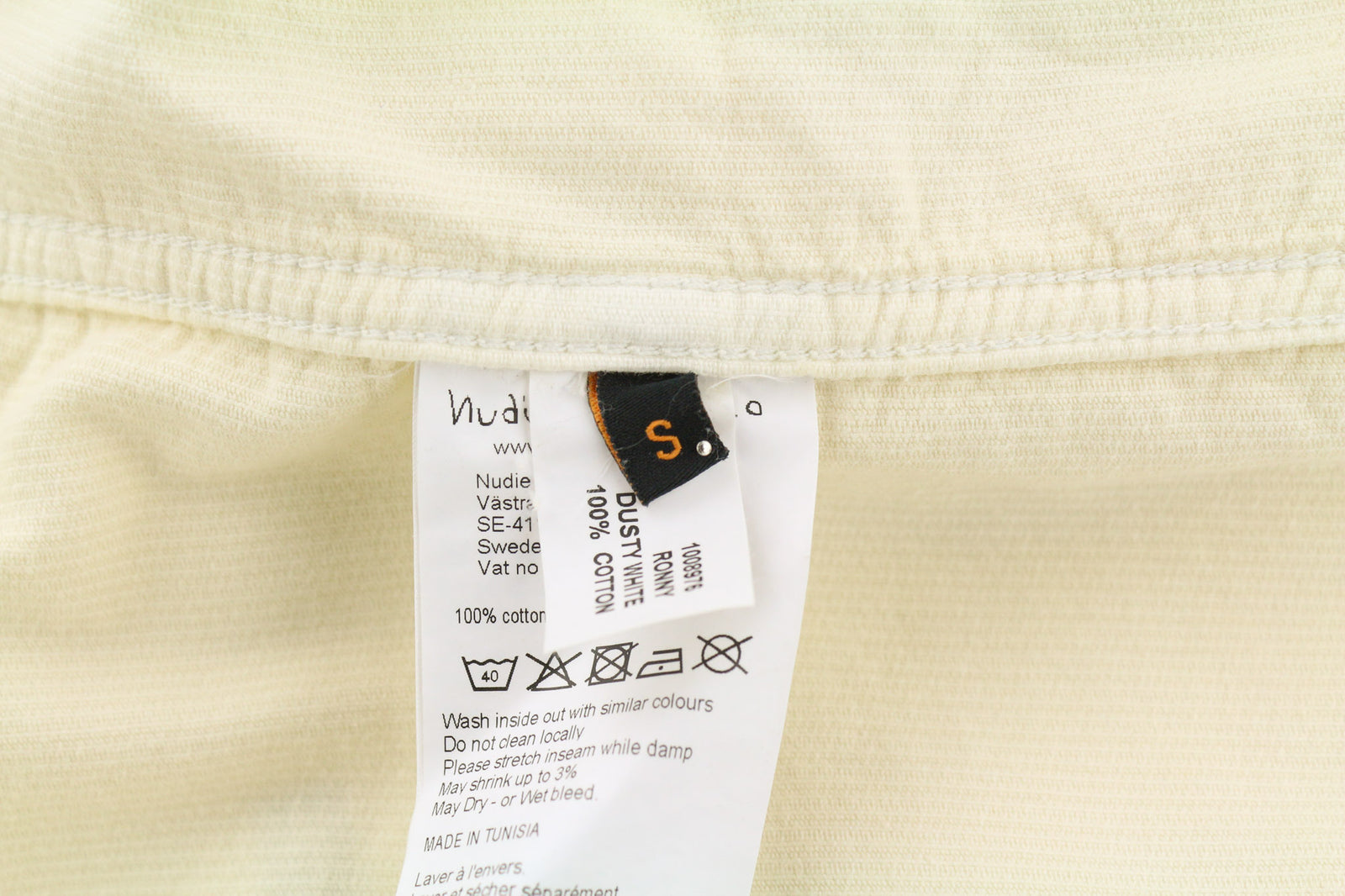 NUDIE JEANS Ronny Men Jacket S Dusty White Organic Cotton Corduroy Logo Buttoned