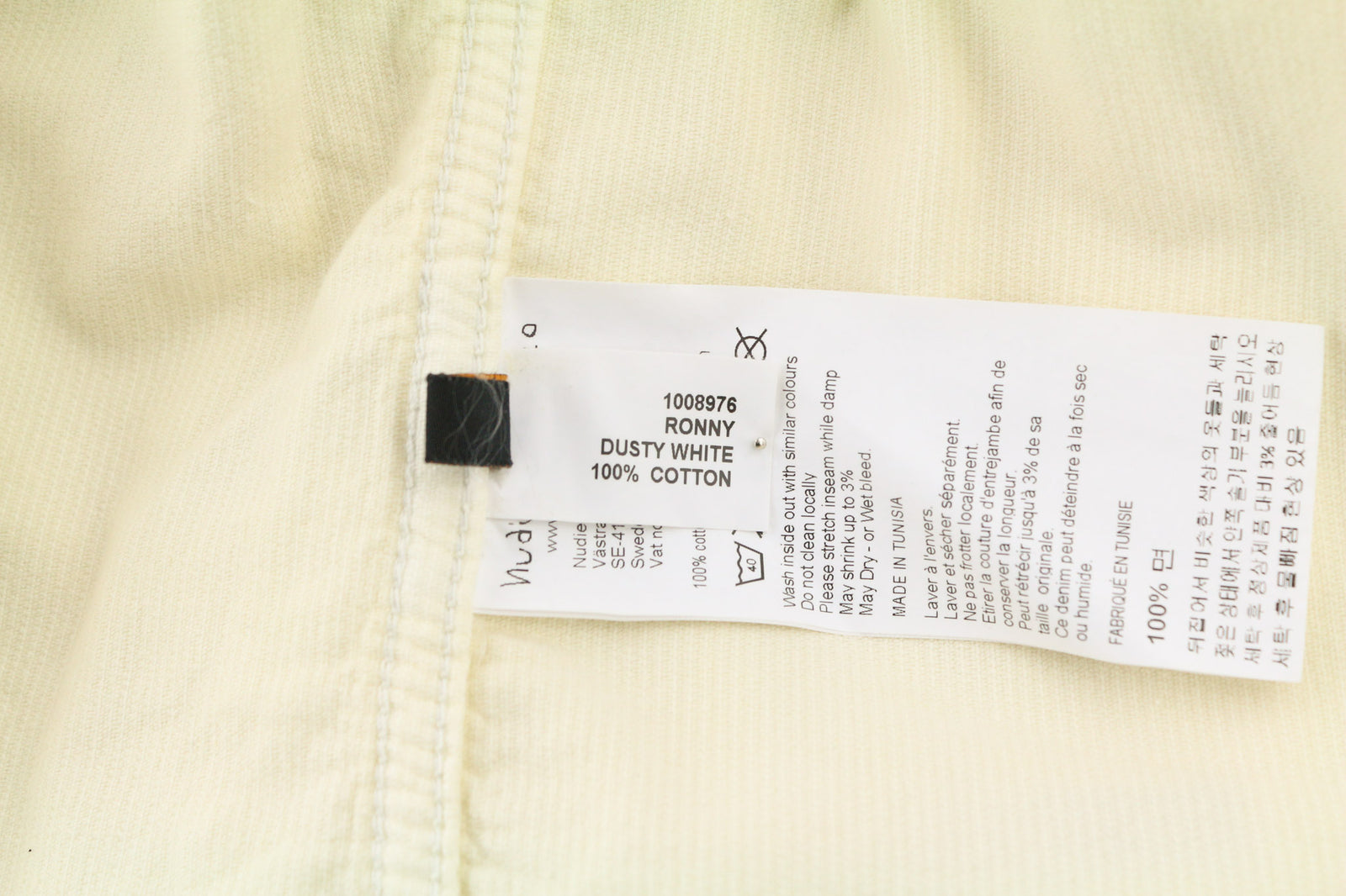 NUDIE JEANS Ronny Men Jacket S Dusty White Organic Cotton Corduroy Logo Buttoned