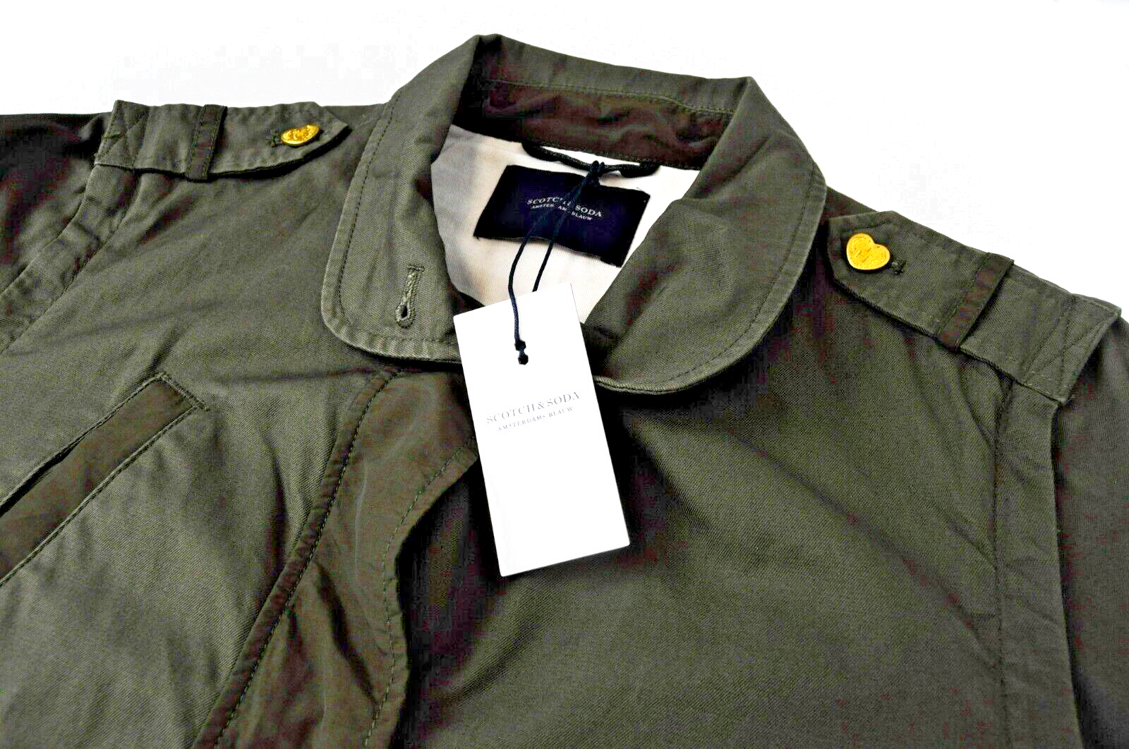 SCOTCH & SODA Men Jacket Vest L Green Lined Cotton Long Sleeve Collar