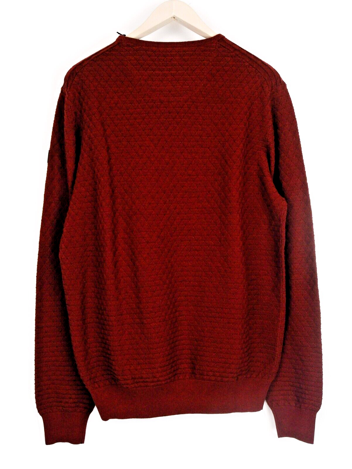 BLUE FIELDS Men Knit Pullover L Red Round Neck Long Sleeve Sweater