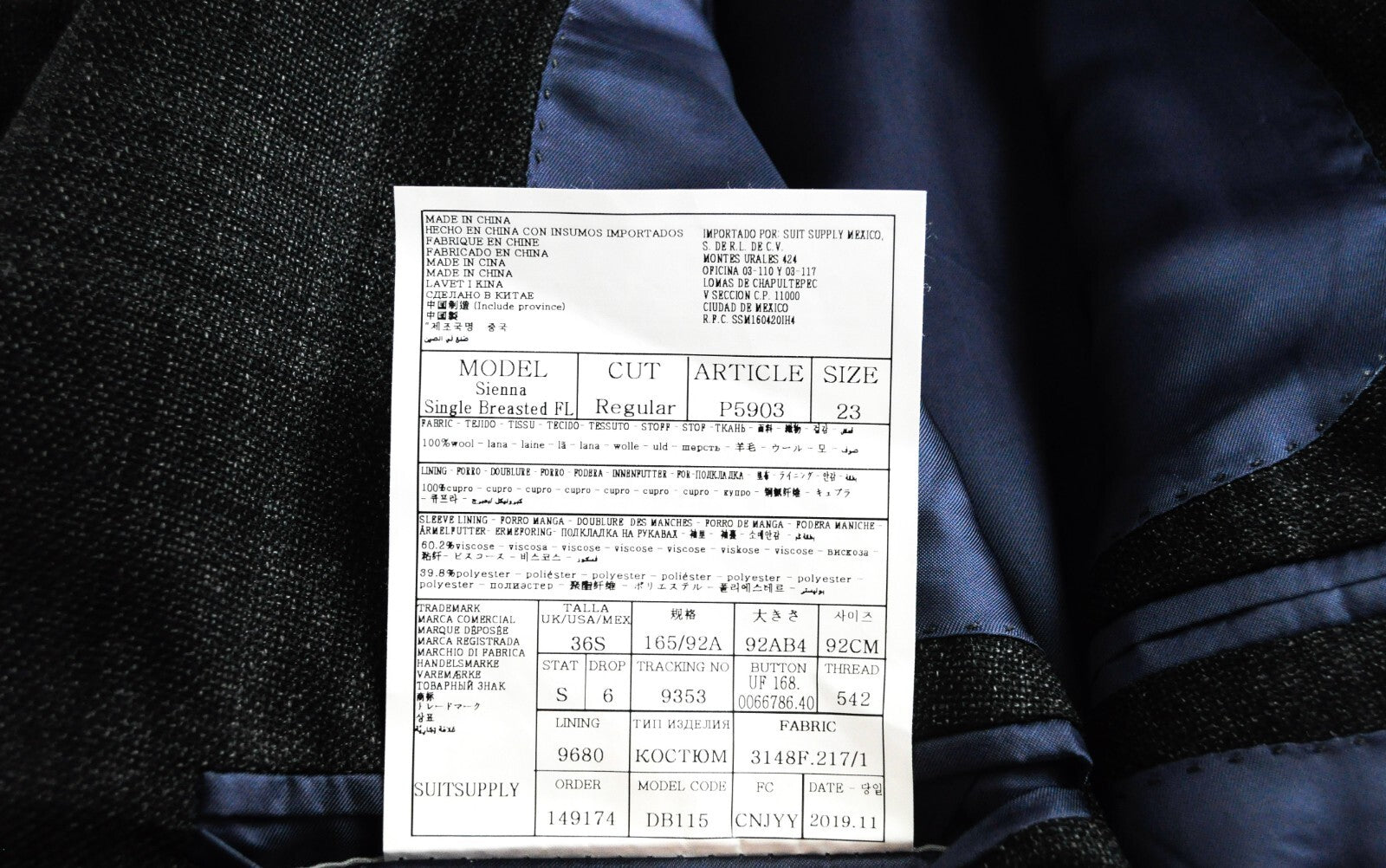 SUITSUPPLY Suit Men's UK36S Grey Checked Wool Sienna Lined 2 Piece Formal Style