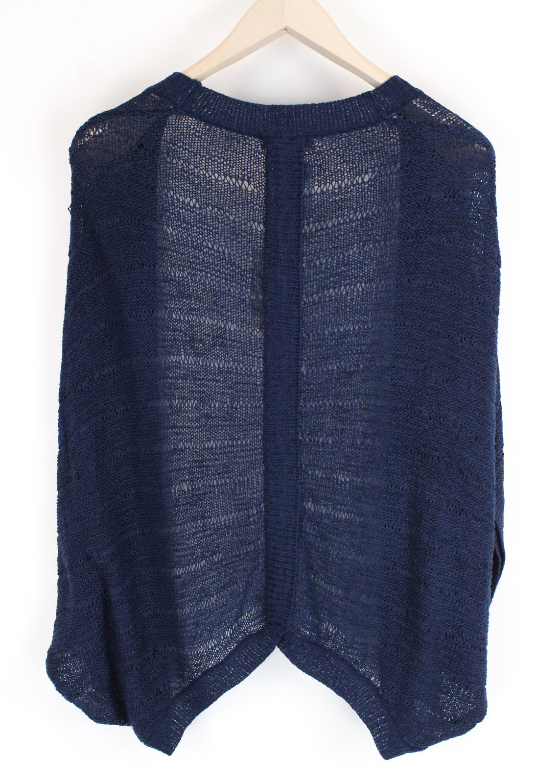 BLACK OUT Marina Women Sweatshirt S Blue Knit Sleeveless See-Through Cardigan