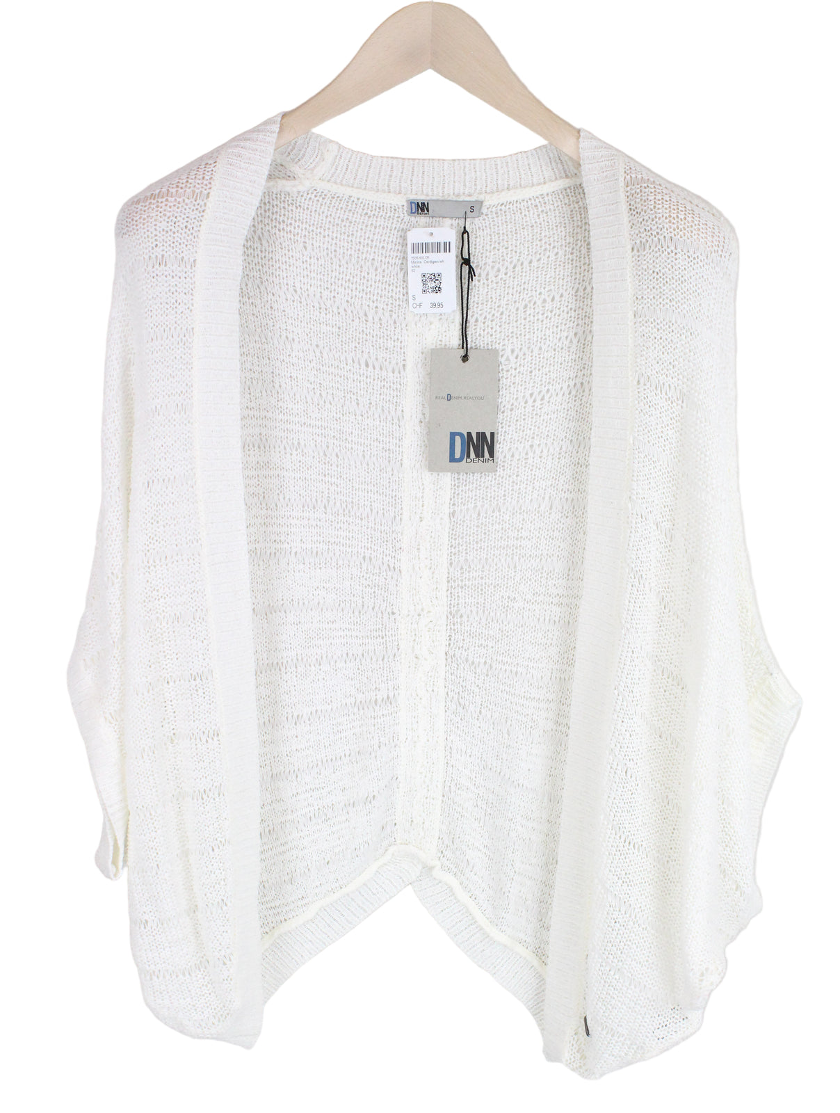BLACK OUT Marina Women Sweatshirt L White Knit Sleeveless See-Through Cardigan