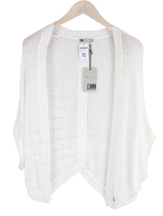 BLACK OUT Marina Women Sweatshirt L White Knit Sleeveless See-Through Cardigan