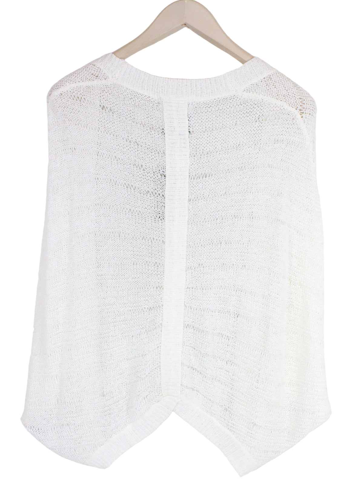 BLACK OUT Marina Women Sweatshirt L White Knit Sleeveless See-Through Cardigan