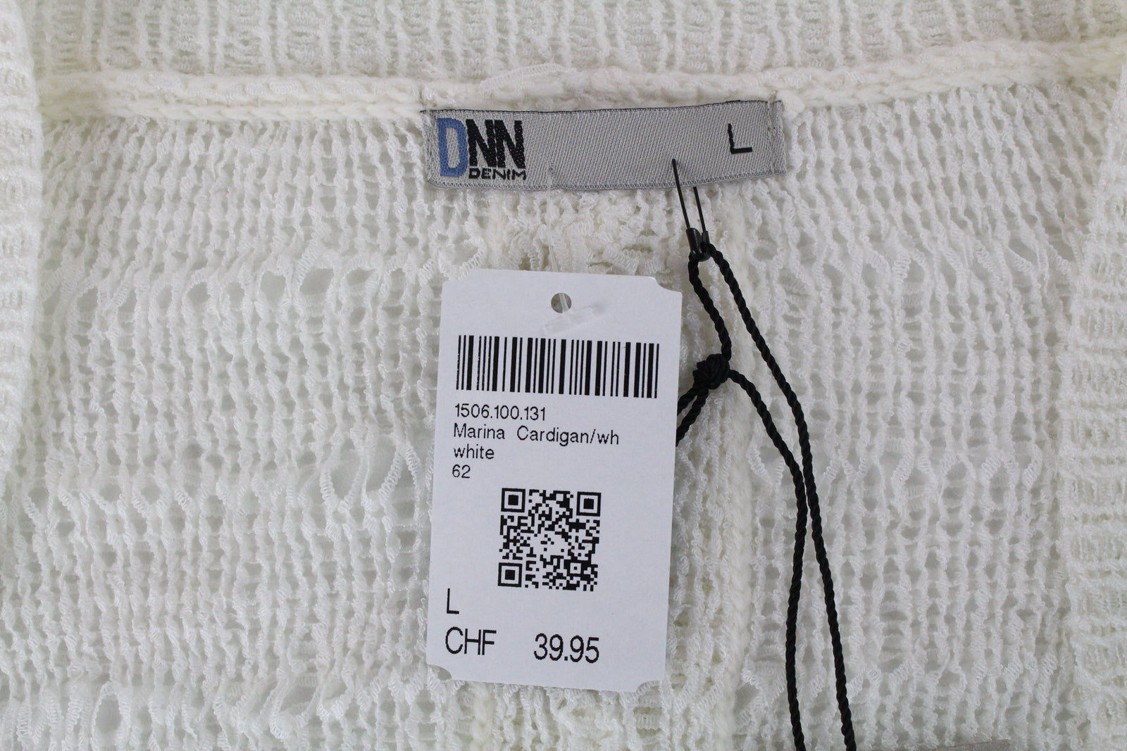 BLACK OUT Marina Women Sweatshirt L White Knit Sleeveless See-Through Cardigan