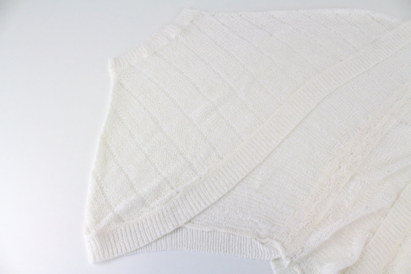 BLACK OUT Marina Women Sweatshirt L White Knit Sleeveless See-Through Cardigan