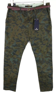 SCOTCH & SODA Stuart Men's Trousers W30/L32 Green Slim Cotton Stretch Patterned