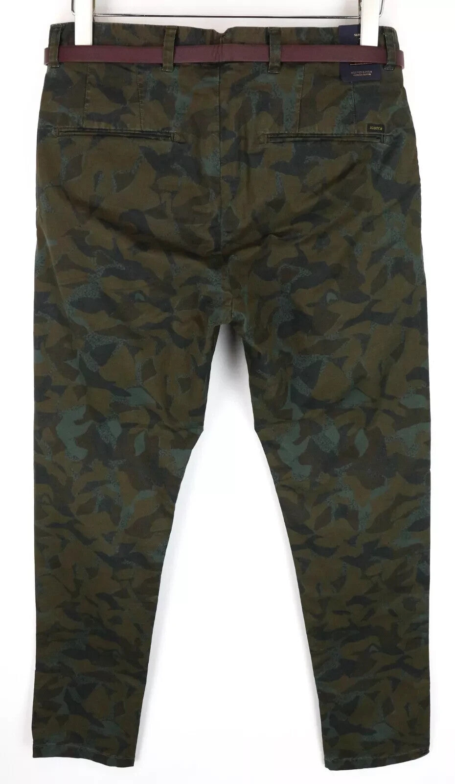 SCOTCH & SODA Stuart Men's Trousers W30/L32 Green Slim Cotton Stretch Patterned