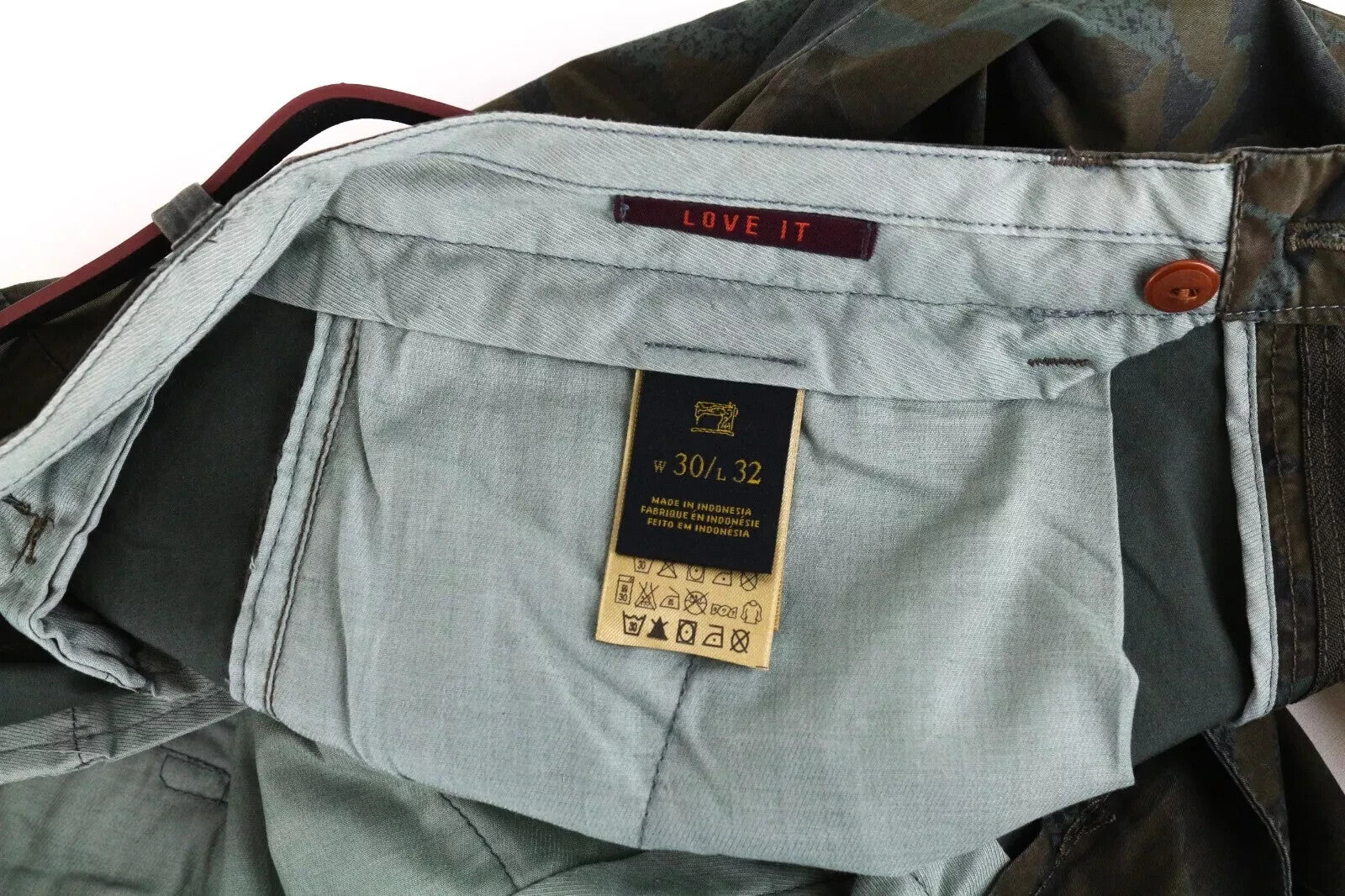 SCOTCH & SODA Stuart Men's Trousers W30/L32 Green Slim Cotton Stretch Patterned