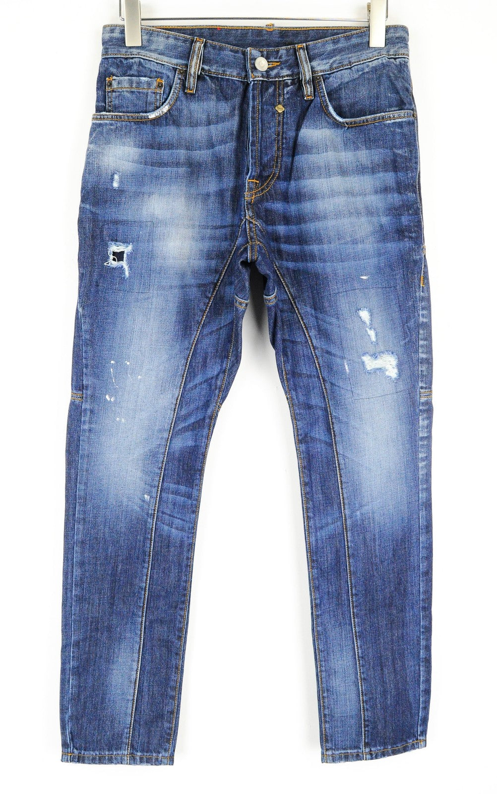 TAKESHY KUROSAWA vyriški mėlyni medvilniniai džinsai, skalbti, su 5 kišenėmis, W30 dydis 