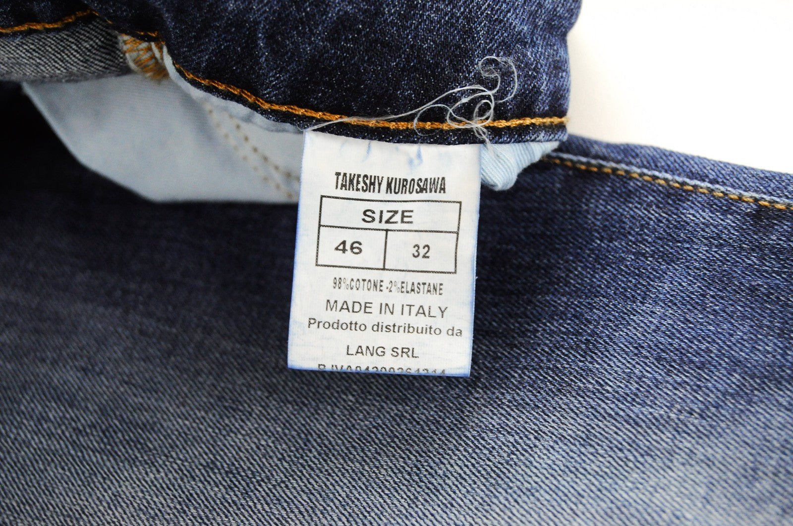 TAKESHY KUROSAWA vyriški džinsai W32 mėlyni, medvilniniai, skalbti, tamprūs, 5 kišenių, įprasti. 