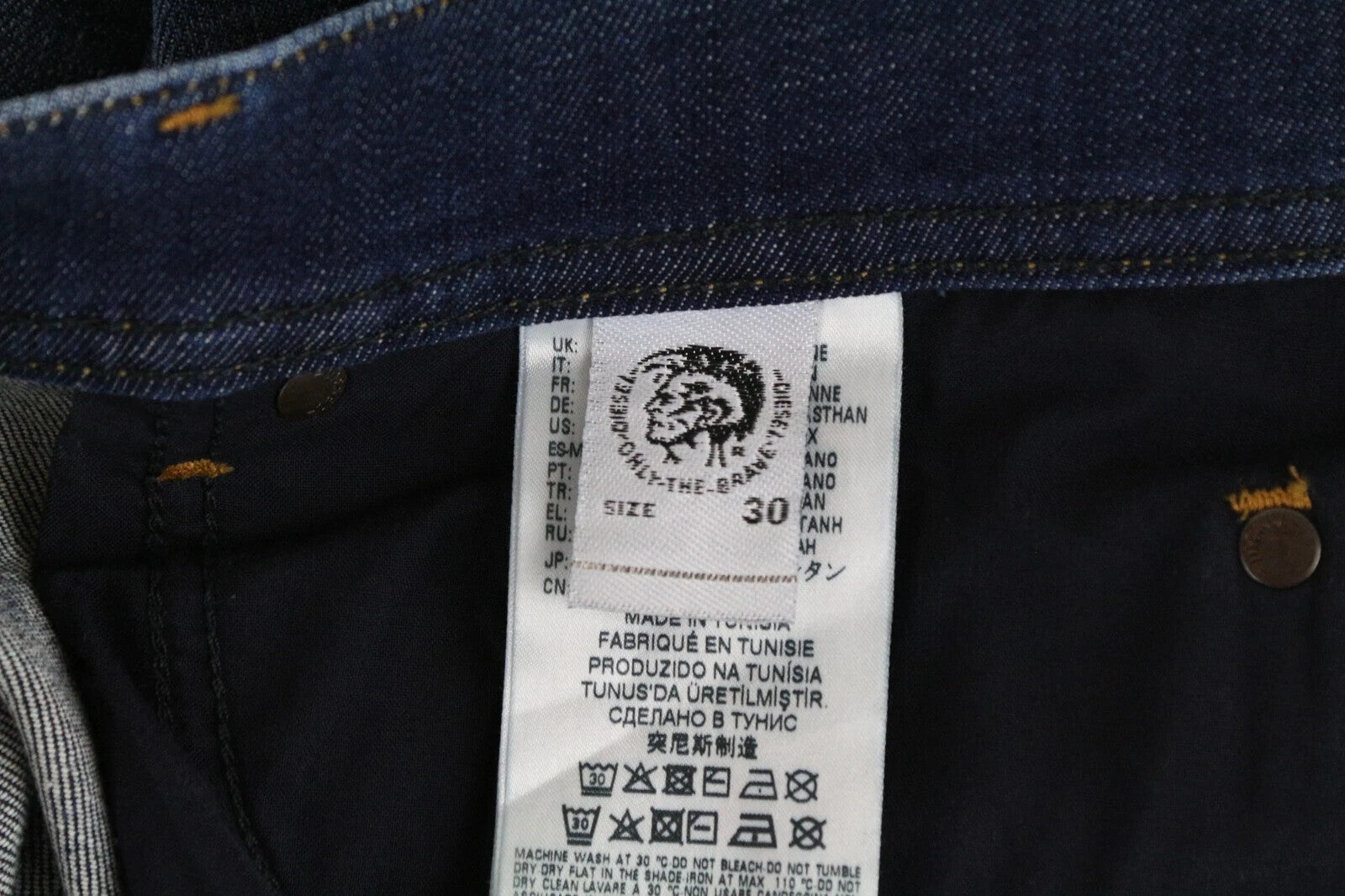 DIESEL Tepphar R7NA8 Men's Jeans W30/L34 Slim Carrot Fit Blue Stretch Distressed