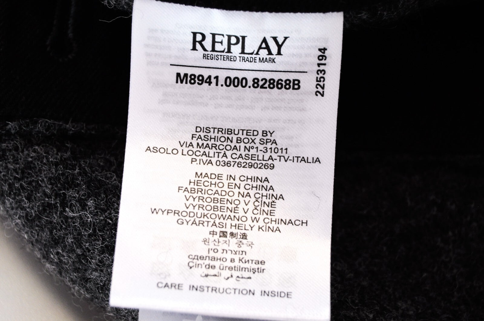 REPLAY Men Coat XL Grey Wool Hooded Single-Breasted Long Sleeve Snap Fasten