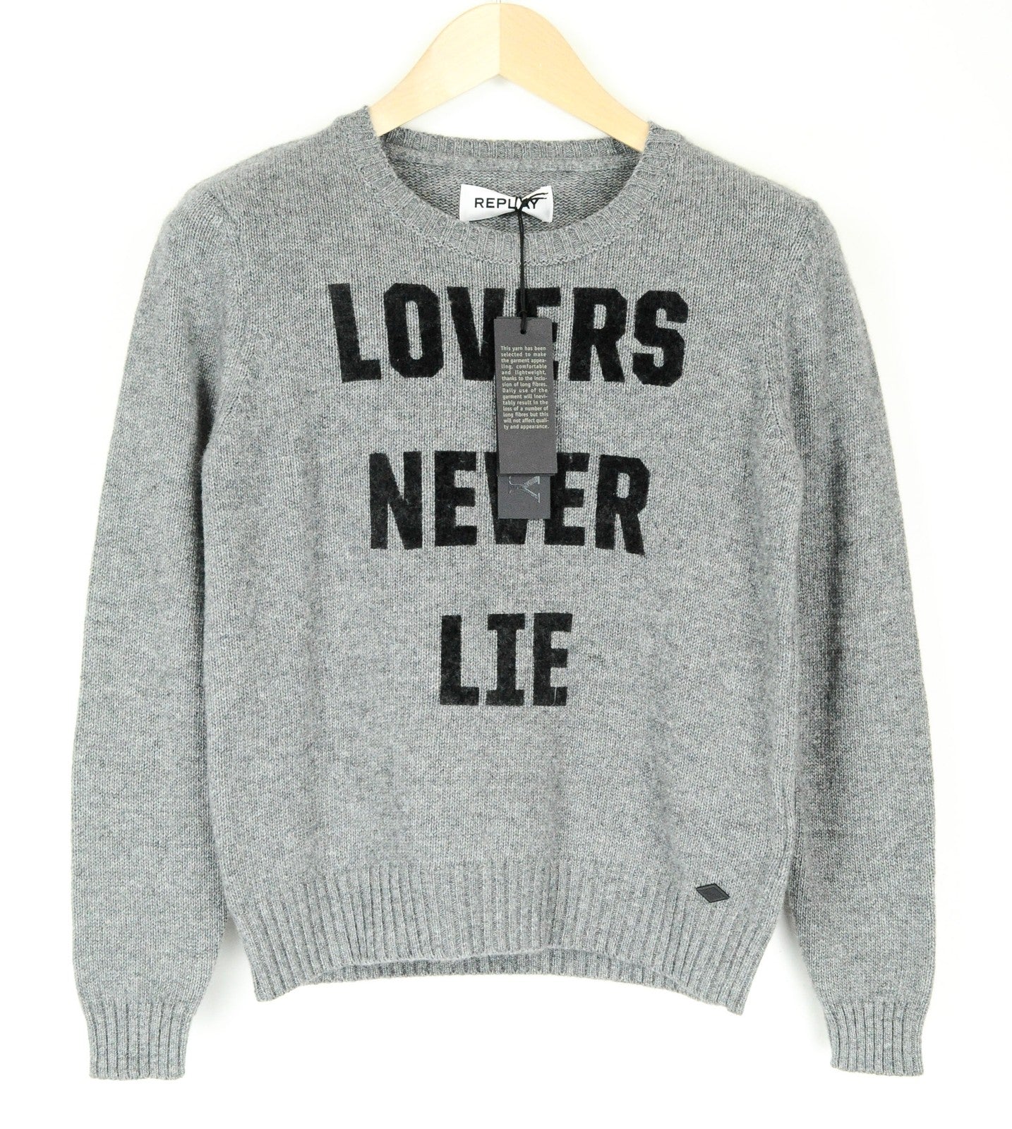 REPLAY Jumper Men's S Grey Knitted Pullover Wool Blend Long Sleeve Sweater