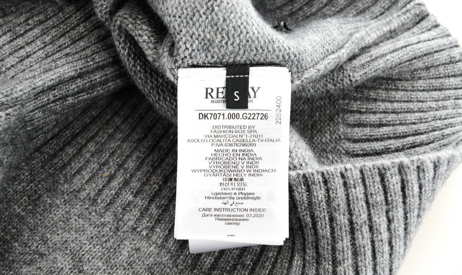 REPLAY Jumper Men's S Grey Knitted Pullover Wool Blend Long Sleeve Sweater