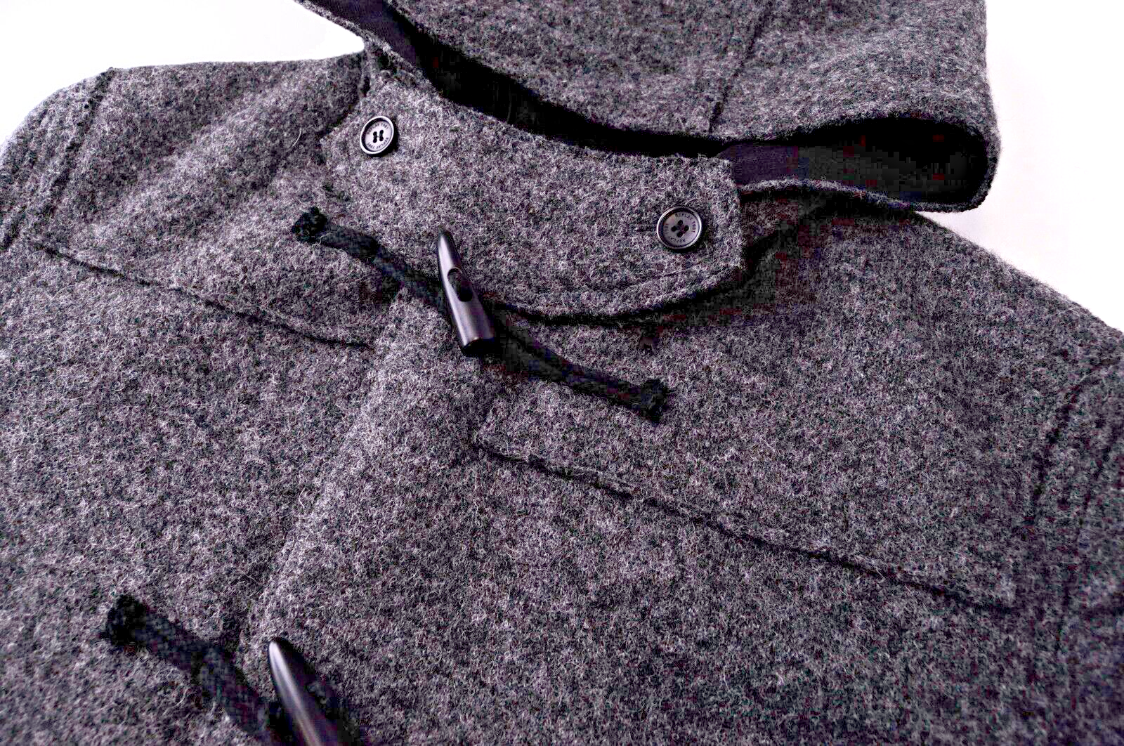 REPLAY Men Coat M Grey Wool Blend Hooded Snap Single-Breasted Long Sleeve