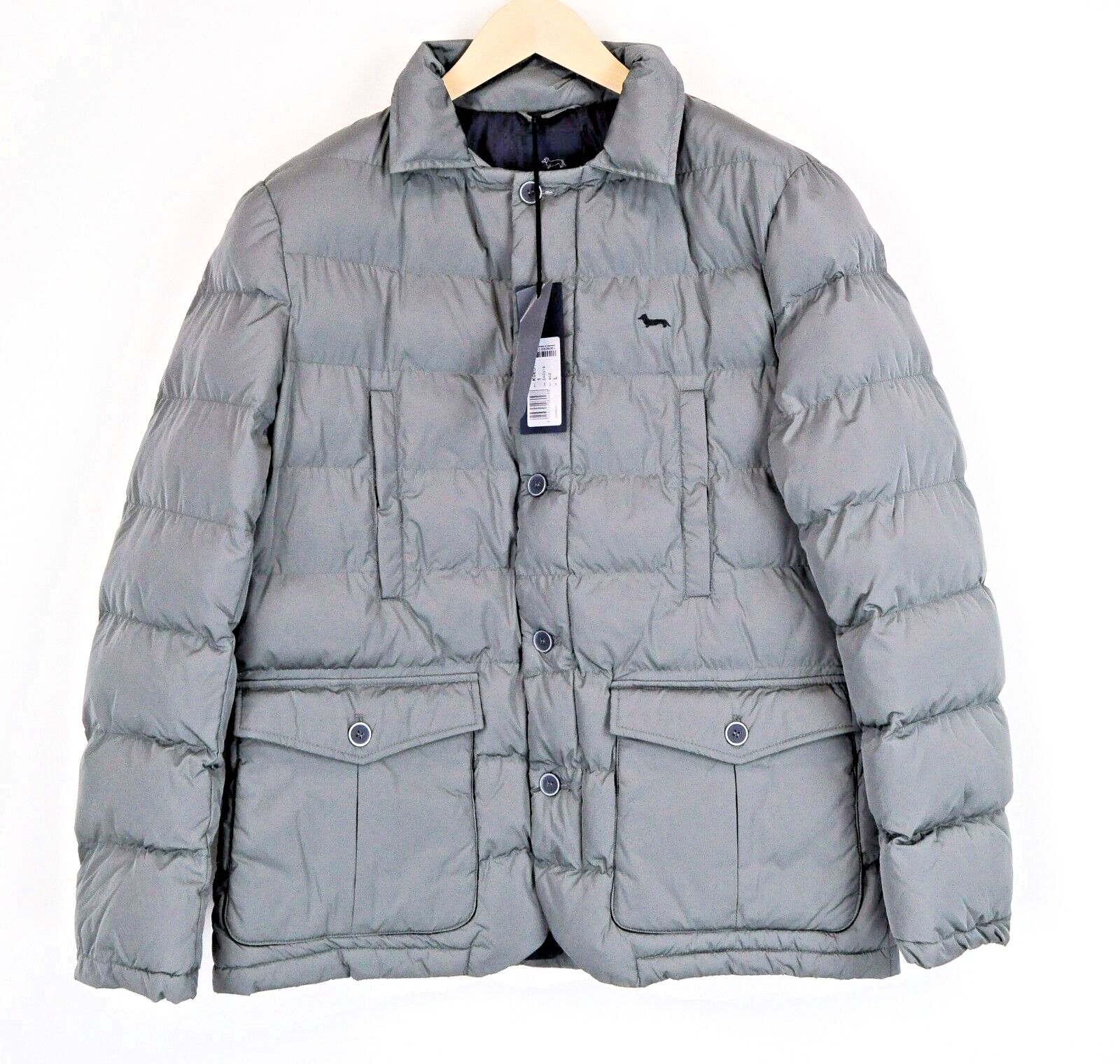 HARMONT & BLAINE Men Jacket L Grey Quilted Single-Breasted Long Sleeve