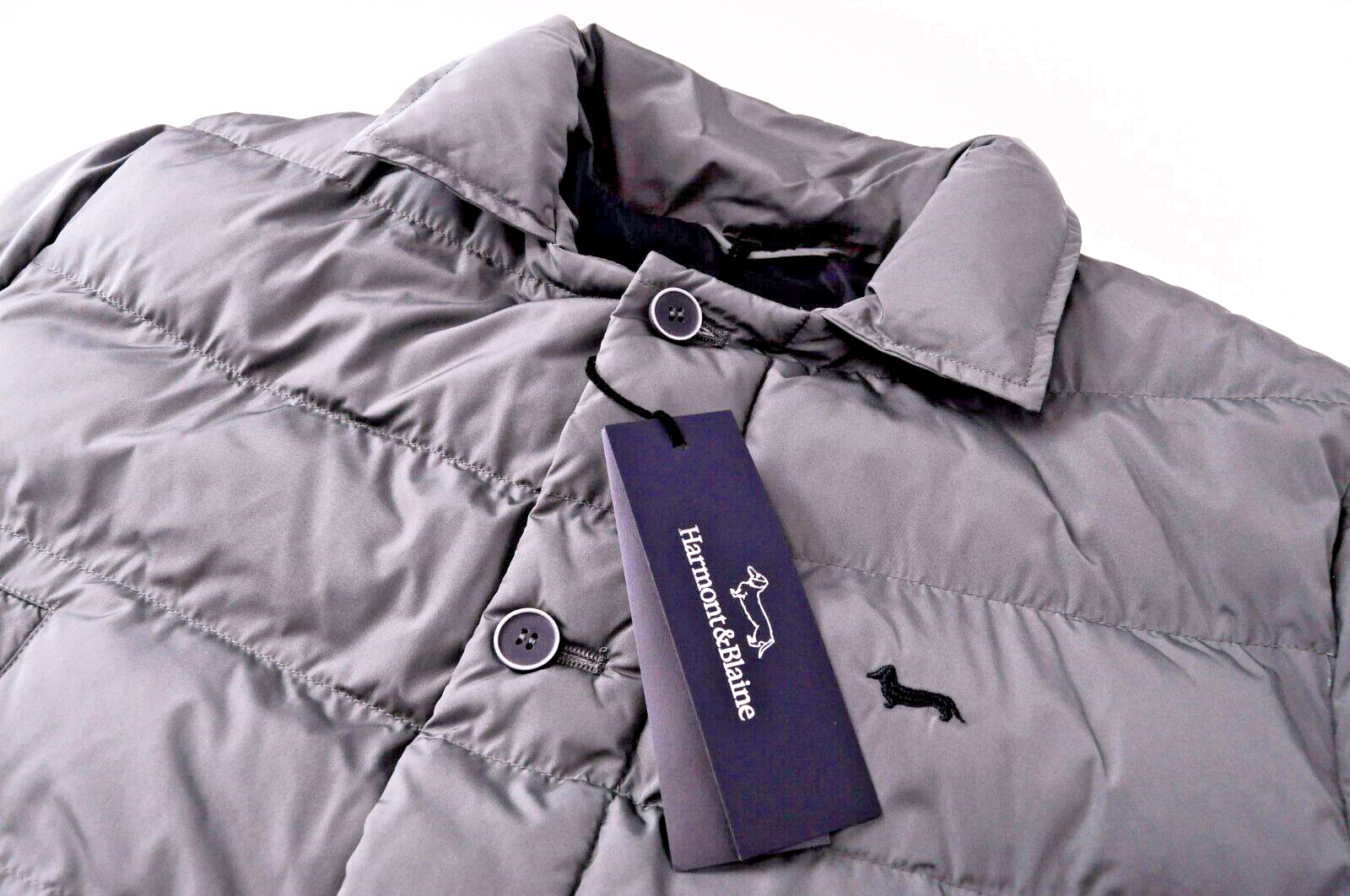 HARMONT & BLAINE Men Jacket L Grey Quilted Single-Breasted Long Sleeve