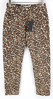 MAISON SCOTCH Women Trousers W25/L32 Beige Leopard Tapered Slim Fit