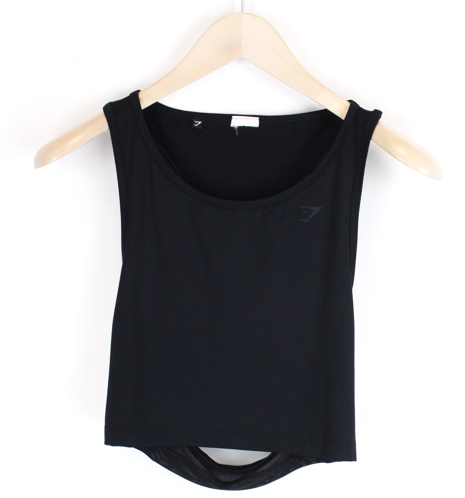 GYMSHARK Women Top XS Cut-Out Back Sleeveless Black Fitness Cropped Stretch