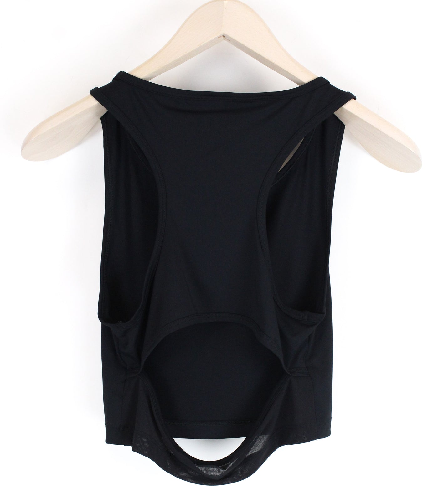 GYMSHARK Women Top XS Cut-Out Back Sleeveless Black Fitness Cropped Stretch