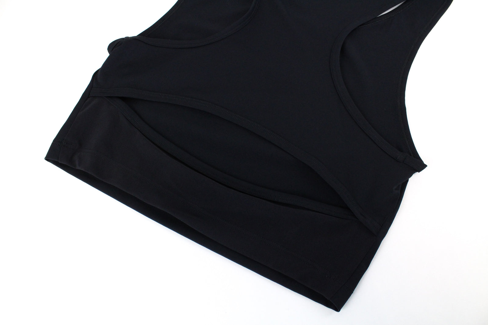 GYMSHARK Women Top XS Cut-Out Back Sleeveless Black Fitness Cropped Stretch